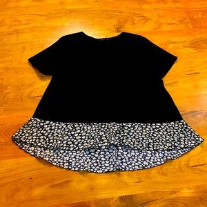 Shein 2xl daisy flowly black short sleeve